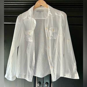 Old Navy white sheer button front cotton blouse medium